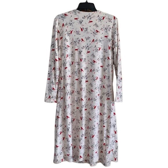 Secret Treasures Winter White Red Cardinal Print Night Gown & Red Robe Sz Medium - Picture 9 of 15